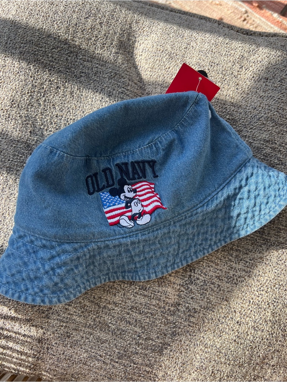 Old Navy Denim Bucket Hat with Mickey and American Flag - Blue